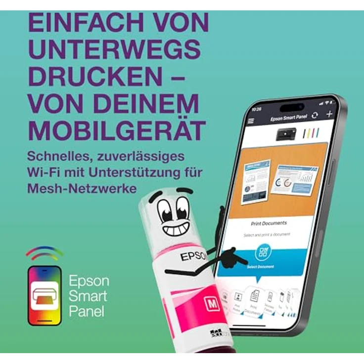 Epson EcoTank ET-2926, Multifunktionsdrucker Tintenstrahl A4 mit WLAN, Druck-, Scan- und Kopierfunktion, bis 5760 x 1440 dpi – Bild 6