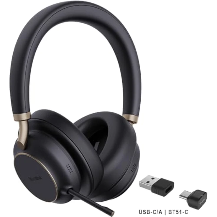 Yealink BH 76 Plus Teams Headset inkl. Ladeständer – Bluetooth, ANC, 40h Akkulaufzeit, USB-C/A, Schwarz – Bild 2