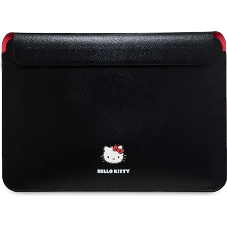 CG MOBILE Hello Kitty Sleeve HKCS14PGHDLMK 14"" Schwarz PU Metal Logo Laptop-Tasche aus Öko-Leder, Metalllogo, 35,5 x 24,5 x 2,5 cm, 1 großes Fach