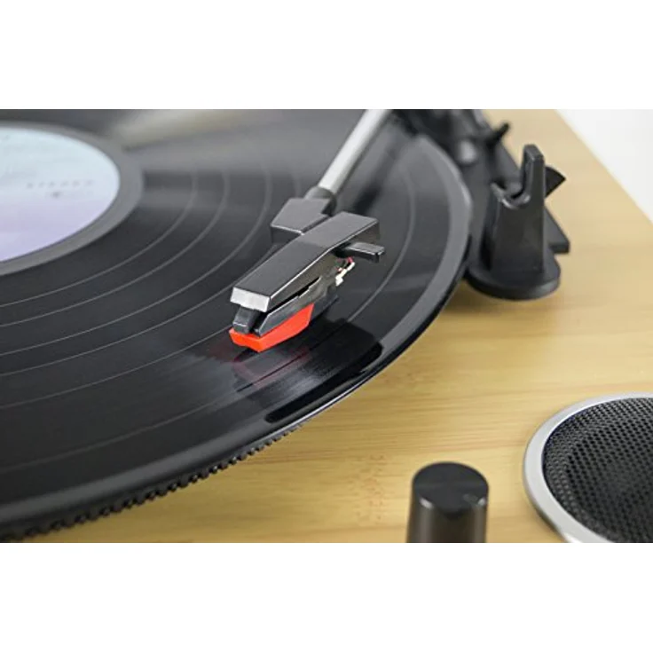 Jam Sound Plattenspieler, Vinyl-Schallplattenspieler mit eingebauten Stereo-Lautsprechern, USB-Anschluss, RCA-Ausgang, Aux-In, geeignet für 33, 45 oder 78 RPM Schallplatten, Staubschutzhülle - Holz – Bild 5