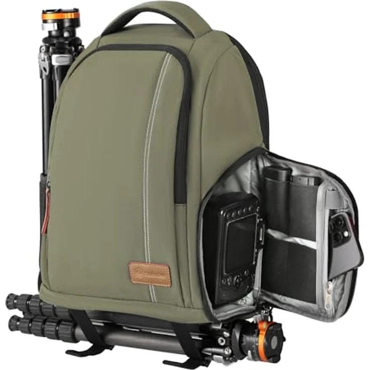 TARION Kamerarucksack, wasserdichter Fotorucksack für Spiegelreflexkameras, 15 Zoll Laptopfach, leicht und kompakt, grün – Bild 1