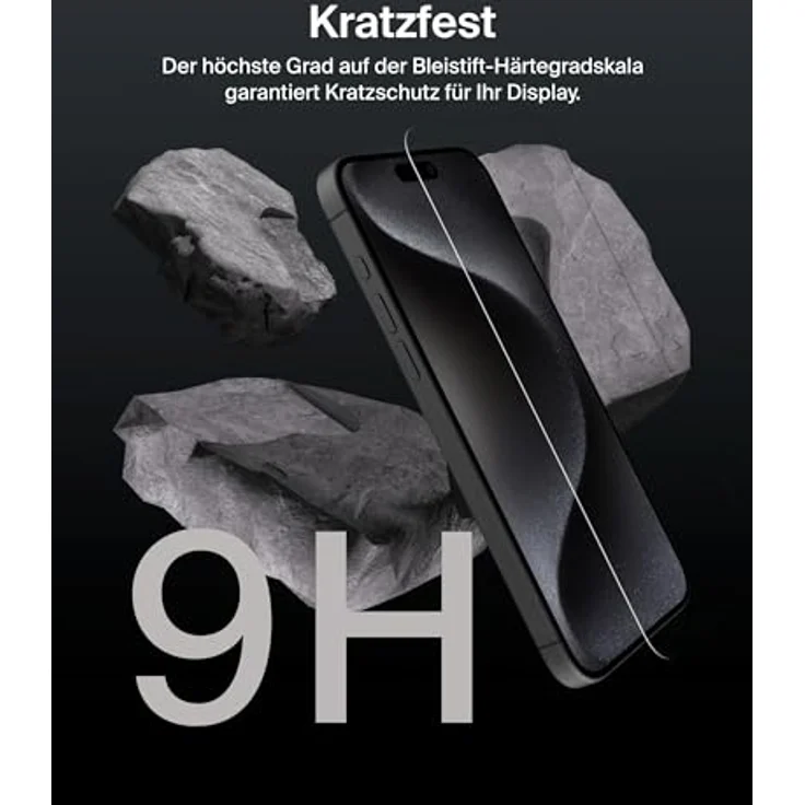 Belkin ScreenForce UltraGlass 2 Schutzfolie für iPhone 16 Pro, kratzfest, kristallklar, dünnes Glas, blasenfreie Anbringung, 9H Härte – Bild 4