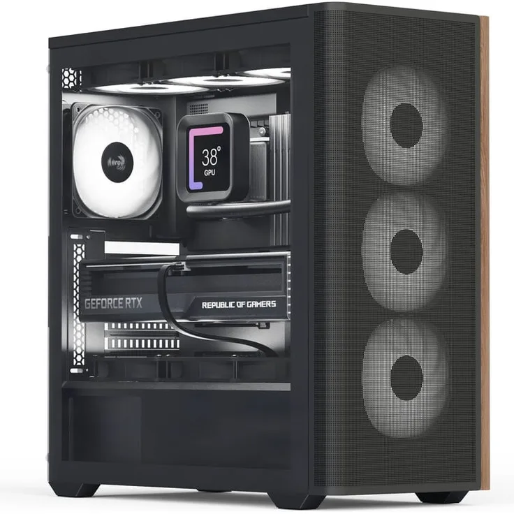 Aerocool D501A PC-Gehäuse, Midi-Tower, ATX, Tempered Glass - schwarz