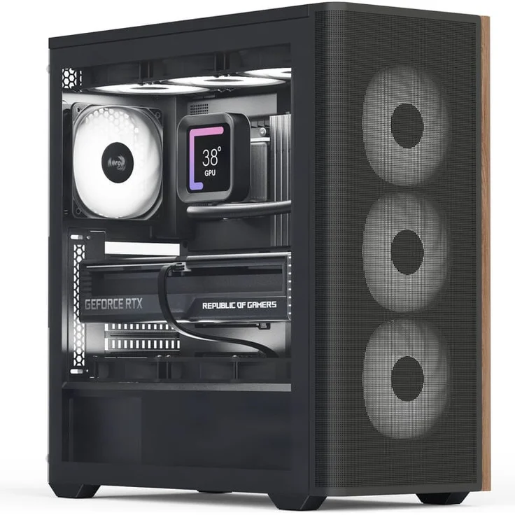 Aerocool D501A PC-Gehäuse, Midi-Tower, ATX, Tempered Glass - schwarz – Bild 1