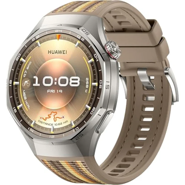 Huawei Watch GT 6 Pro 46mm Smartwatch, Silber mit braunem Armband – Bild 2