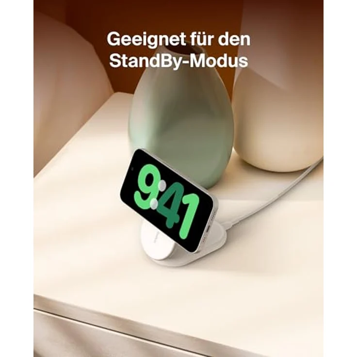 Belkin BoostCharge MagSafe Ladegerät, magnetisches einklappbares kabelloses Ladegerät Qi2, 15 W, MagSafe-kompatibles Schnellladegerät, Standy-Modus, Weiß – Bild 5