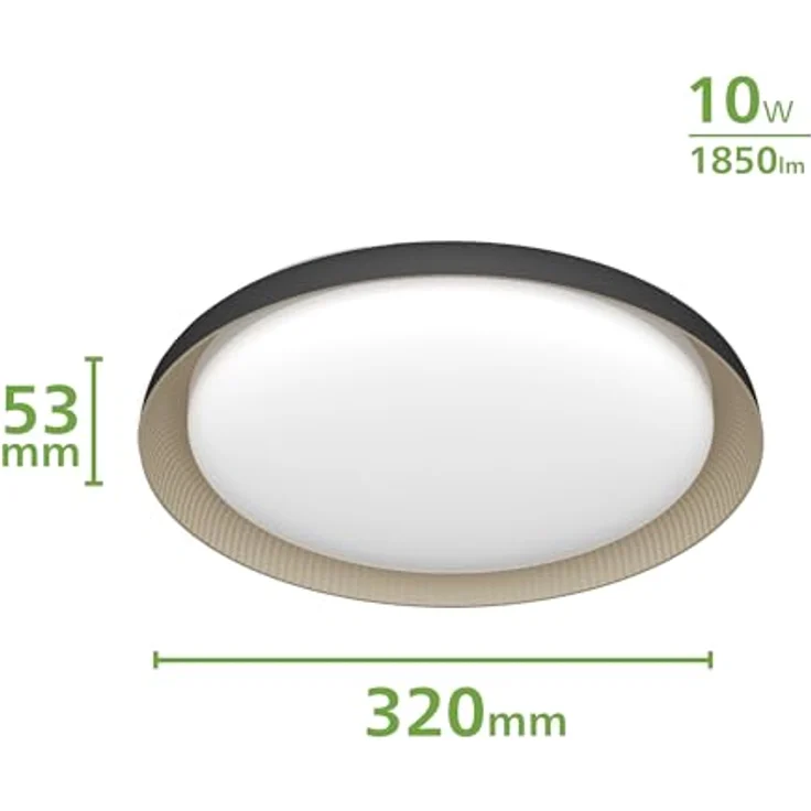 Philips Pebblo UltraEfficient LED Deckenleuchte, SceneSwitch, Schwarz, 10W, 1850Lm, 2700K, IP20, warmweißes Licht, 3 Lichteinstellungen – Bild 3