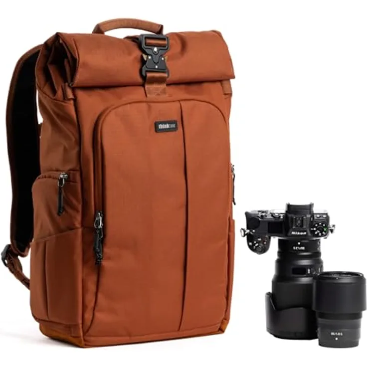 Think Tank FocusPoint 22L Urban Rust, Fotorucksack mit 23 l Fassungsvermögen, wetterbeständig, gepolstert für Laptop bis 15,6 Zoll, Braun