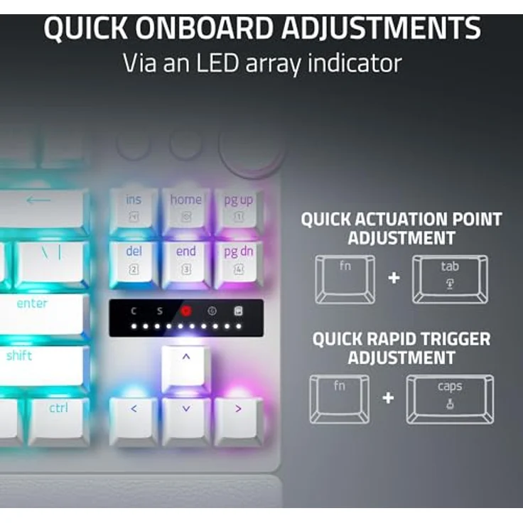 Razer Huntsman V3 Pro Tenkeyless - TKL Analog Optical Esports PC-Keyboard (Onboard-Einstellungen, Multifunktionsrad mit 2 dedizierten Tasten, PBT-Tastenkappen) QWERTY US-Layout | Weiß – Bild 4