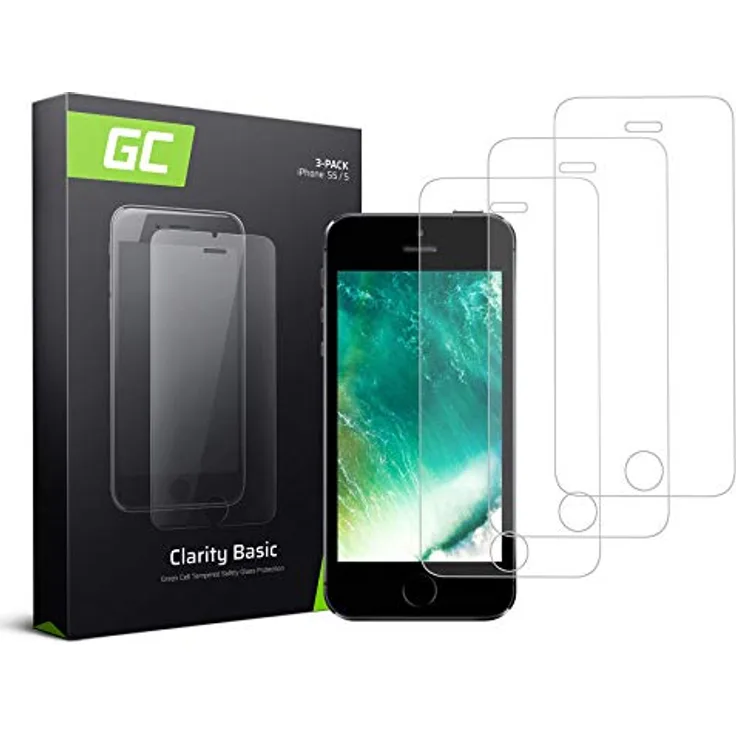 Green Cell 3 Stück Panzerglas für iPhone 5 / 5C / 5S / SE Displayschutzfolie Schutzfolie Schutzglas 9H Härte Glasfolie Glass Screen Protector Panzerfolie