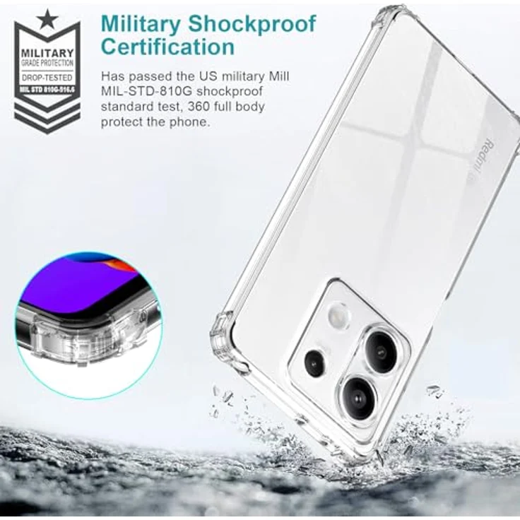 LeYi Hülle für Xiaomi Redmi Note 13 5G, Transparent TPU Silikon Handyhülle mit 2 Schutzfolien, Stoßfest und Kameraschutz – Bild 4