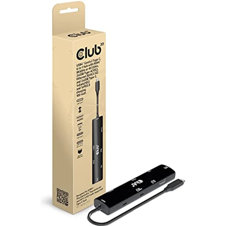 Club 3D CSV-1599 USB4™ Gen3x2 Typ-C, 6-in-1 Hub mit HDMI™ 8K60Hz oder 4K120Hz, 2xUSB Typ-A(10G), Ethernet RJ45(2.5G) und 2xUSB Typ-C, 1x Data(10G) und 1xPD3.0 Laden 100 Watt – Bild 1