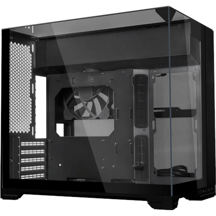 Lian Li O11 Vision-M Black, Miditower PC-Gehäuse mit Tempered Glass, USB 3.2 Gen 2 Type C, Unterstützung für 360mm Wasserkühlung, Schwarz