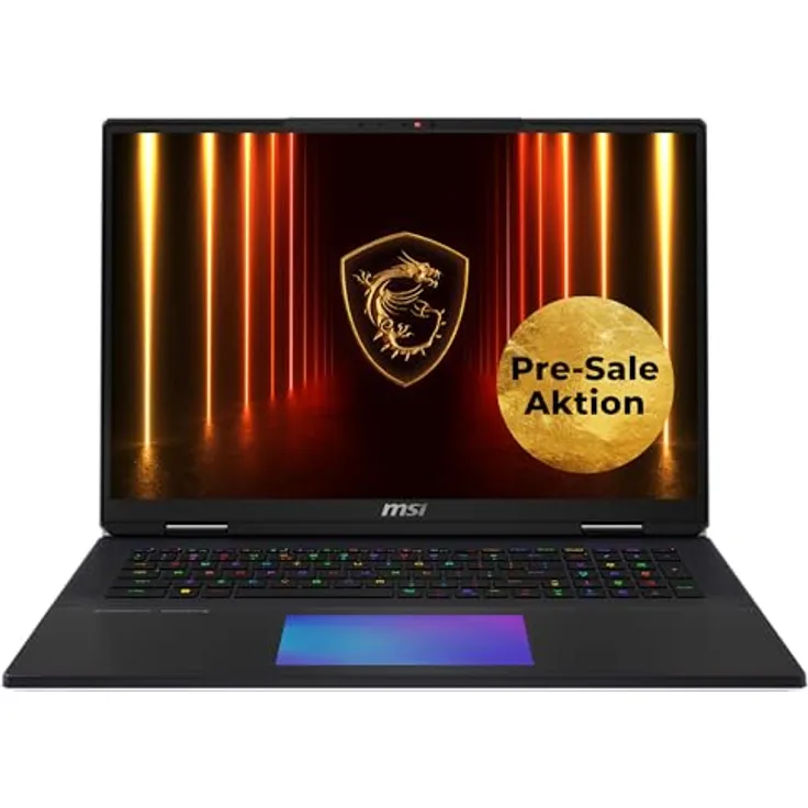 MSI Titan 18 HX AI Gaming-Laptop, 18" UHD+ Mini-LED Display, Intel Core Ultra 9, NVIDIA GeForce RTX 5090, 96 GB DDR5 RAM, 6 TB SSD, Windows 11 Home, QWERTZ Tastatur, Schwarz