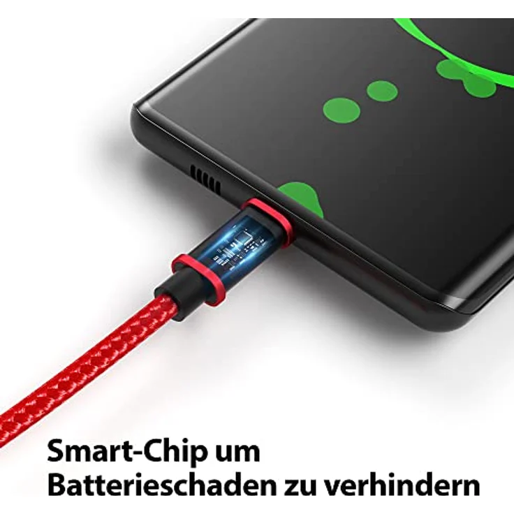 JAMEGA Premium Micro USB Kabel | Nylon geflochtenes 2m Ladekabel für Micro USB Geräte - Rot – Bild 5