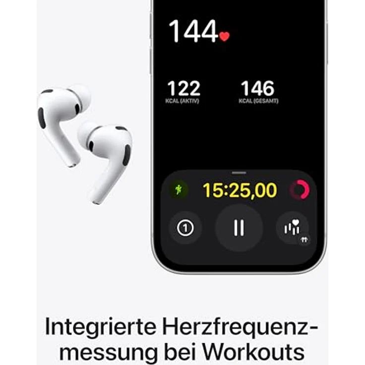 Apple AirPods Pro 3, Kabellose In‑Ear Kopfhörer mit Aktiver Geräuschunterdrückung, Herzfrequenzmessung, Hörgerätefunktion, 3D Audio und USB-C Ladeanschluss – Bild 3