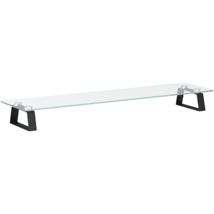 vidaXL Monitorständer mit Stauraum, Monitorerhöhung aus Hartglas und Metall, schwarz, 80x20x8cm, ergonomisches Design – Bild 1