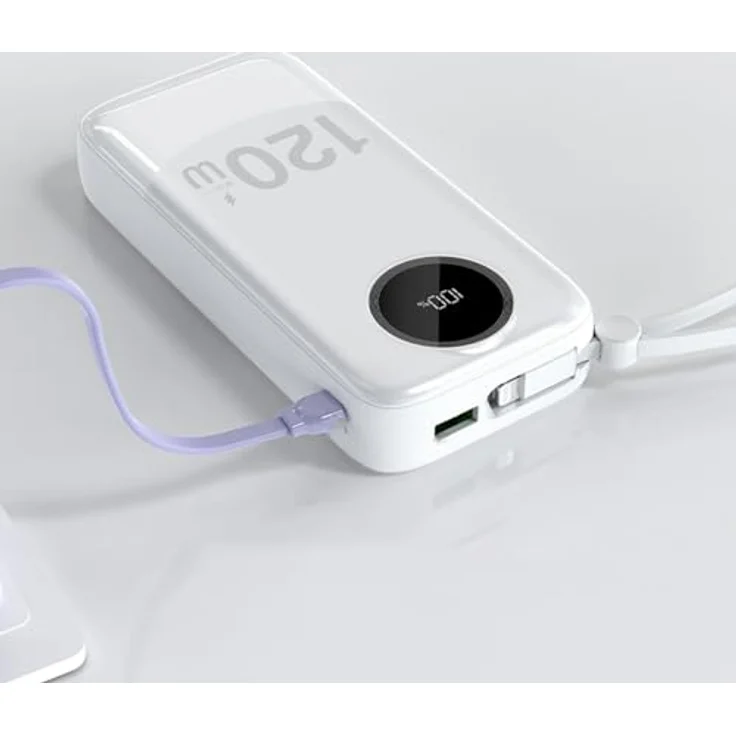 Dudao K13Pro 20000mAh Powerbank mit integrierten Kabeln, Schnellladeunterstützung und LED-Anzeige, Weiß – Bild 3