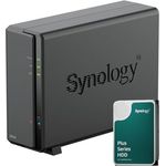 Synology DS124 NAS Bundle 1 GB mit 1 Synology 6TB Festplatte HAT3300, unmontiert, Schwarz
