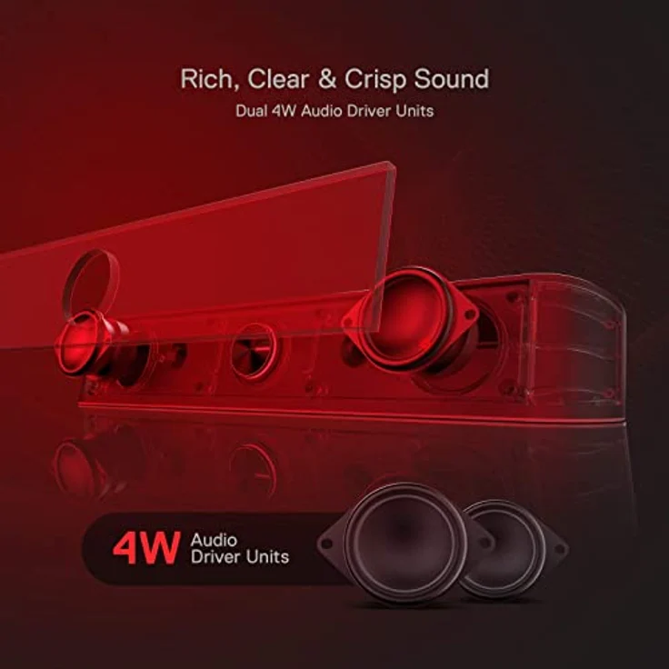 Redragon GS560 Adiemus RGB Desktop-Soundbar, 2.0-Kanal-Computerlautsprecher mit Audio-Light-Sync, Touch-Control und USB-Anschluss – Bild 5