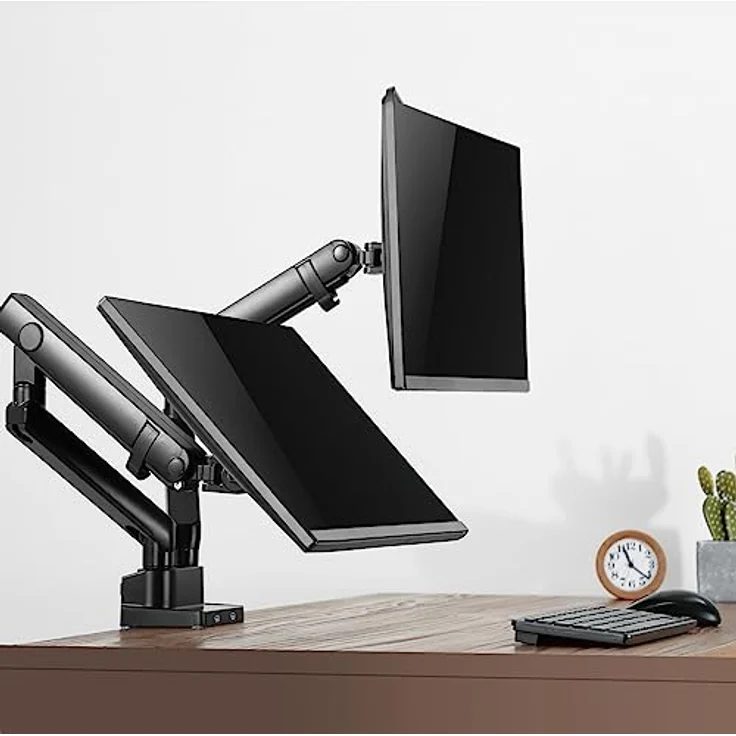 CAVO Motion Monitorhalterung mit 2 USB Anschlüsse für 2 Monitore 17-32 Zoll bis je 9 kg 2-armig Bildschirm drehbar, schwenkbar, neigbar Bildschirmhalterung – Bild 5