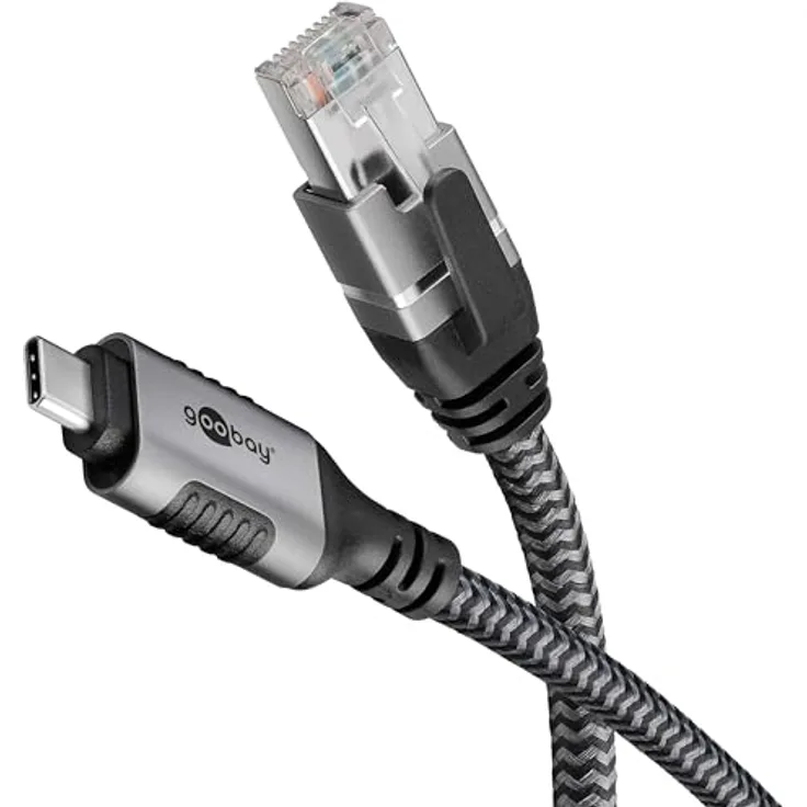 Goobay 70752 USB-C auf RJ45 Ethernet CAT 6 Kabel für stabile kabelgebundene Internetverbindung mit Router/Modem/Netzwerk Switch/Ersetzt USB auf RJ45 Adapter / 1 Gbit/s / 5 Meter