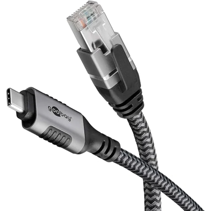 Goobay 70698 USB-C auf RJ45 Ethernet CAT 6 Kabel für stabile kabelgebundene Internetverbindung mit Router/Modem/Netzwerk Switch/Ersetzt USB auf RJ45 Adapter / 1 Gbit/s / 2 Meter – Bild 1