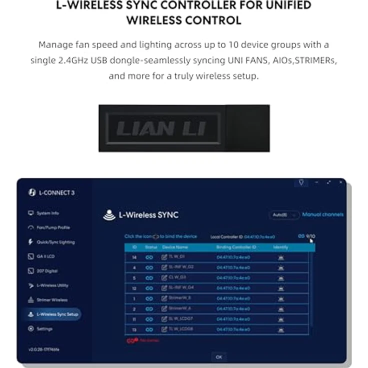Lian Li UNI FAN CL Wireless Reverse Lüfter, 120mm mit RGB-Beleuchtung und werkzeugloser Steckverbindung, schwarz – Bild 6