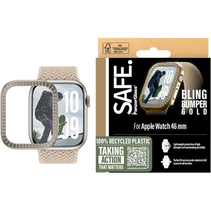 SAFE by PanzerGlass Bling Bumper Gold für Apple Watch Series 10, 46mm – Kratzfest, Stoßsicher, Einfache Installation, Voller Funktionszugang