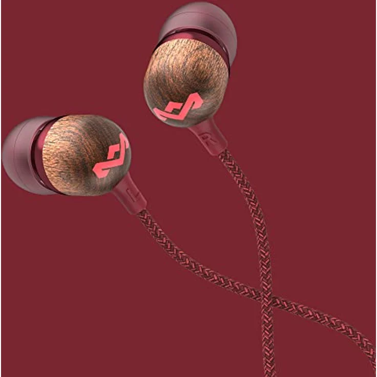 House of Marley Smile Jamaica In-Ear Kopfhörer - 1-Knopf Steuerung, Geräuschisolierung, 9.2mm Treiber, Mikrofon, Gelaufsätze in 2 verschiedenen Größen, verwicklungsfreies Kabel - 31659 rot – Bild 8
