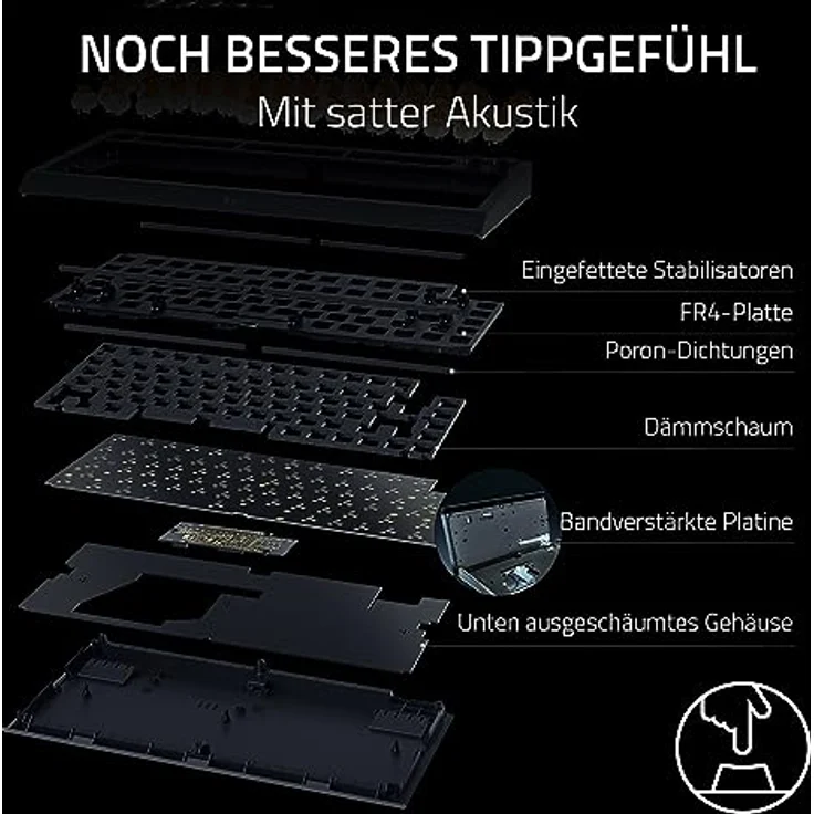 Razer BlackWidow V4 75% - Mechanische Gaming-Tastatur mit Hot Swap (Kompaktes 75-%-Layout, Unterbodenbeleuchtung an 2 Seiten, Multifunktionsregler und Medien-Tasten) US-Layout | Schwarz – Bild 4