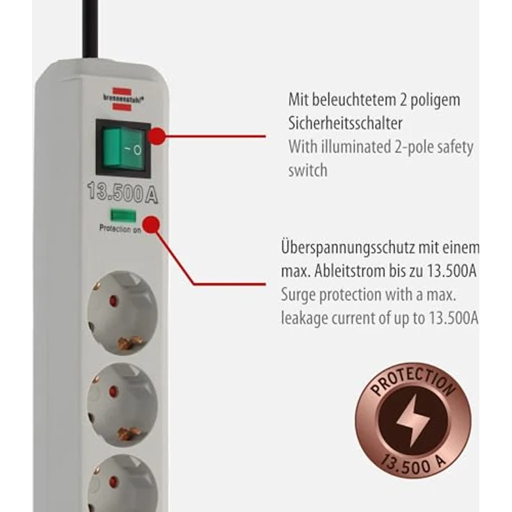 Brennenstuhl überspannungsschutz 4.500 A, grau – Bild 2