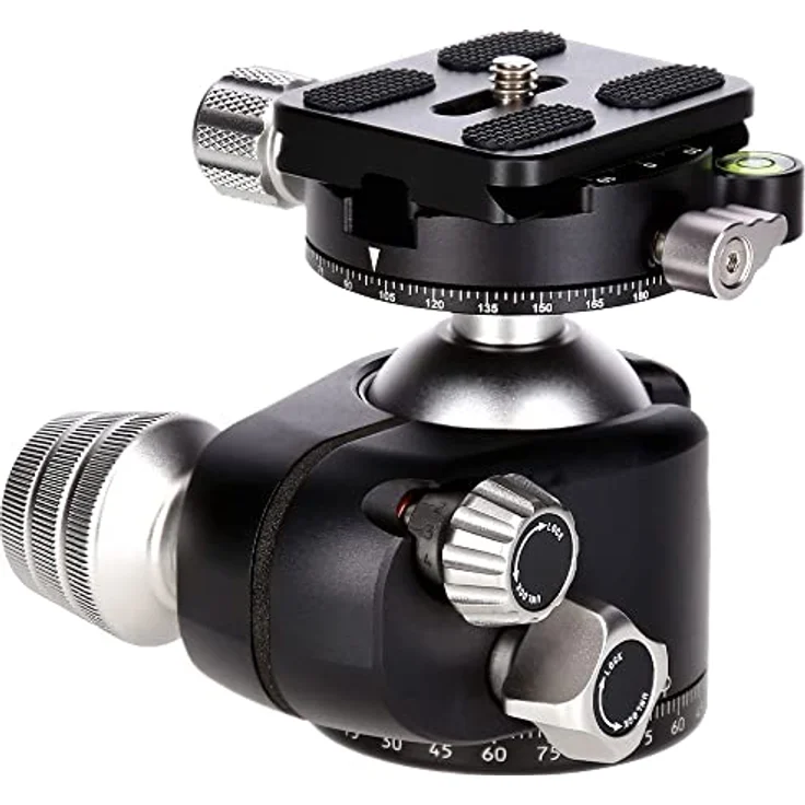 Rollei T8S Markt II professioneller 360 Grad Kamera Stativ Kugelkopf mit Friktion, 22KG Tragkraft, Skalierung f. Panorama Aufnahmen und 2 Wasserwaagen.Inkl. Acra Swiss kompatibler Schnellwechselplatte – Bild 3