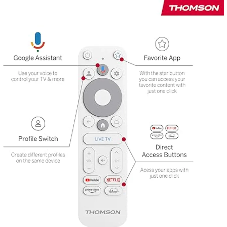THOMSON 150 GO CAST, 4K UHD Streaming-Dongle mit Dolby Atmos, Sprachsteuerung, Googlecast, 2 GB SDRAM, 8 GB Flash Speicher – Bild 2