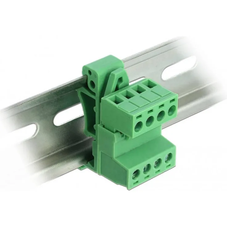 Delock 66079 Netzwerkmodul, Schraubbefestigung unbestückt, Hutschienenmontage, grün