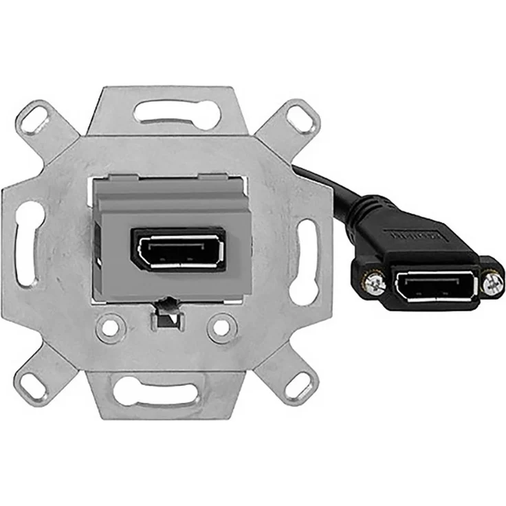 Rutenbeck Datenanschlussdose DisplayPort 1.4, 1-fach mit 15 cm Kabelpeitsche, grau