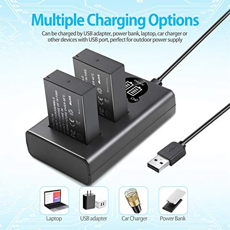 ENEGON Ersatzbatterie (2er Pack) und Rapid Dual Ladegerät für Canon LP-E12 und Canon SX70 HS, Rebel SL1, EOS-M, EOS M2, EOS M10, EOS M50, EOS M100 Digitalkamera – Bild 4