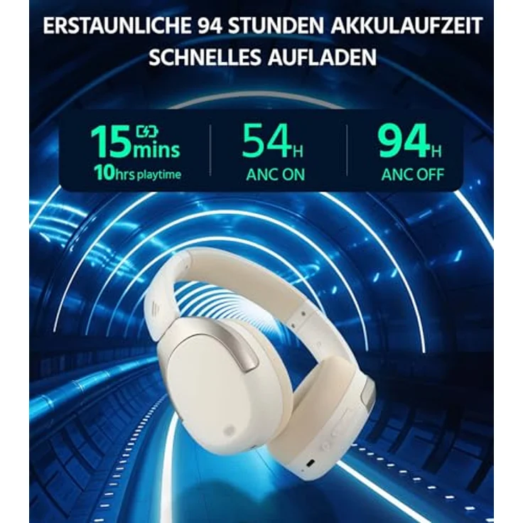 Edifier W830NB, Wireless Over Ear Kopfhörer mit -45dB ANC, 94Std. Akku, LDAC Hi-Res Sound, Spatial Audio, Bluetooth V5.4 - Elfenbein – Bild 5