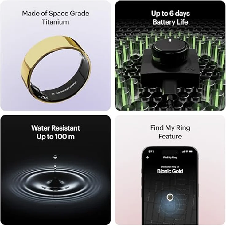 Ultrahuman Ring Air (8, Bionic Gold), Smart Ring mit Schlafindex, Temperaturverfolgung und Bewegungsindex, Gold – Bild 6