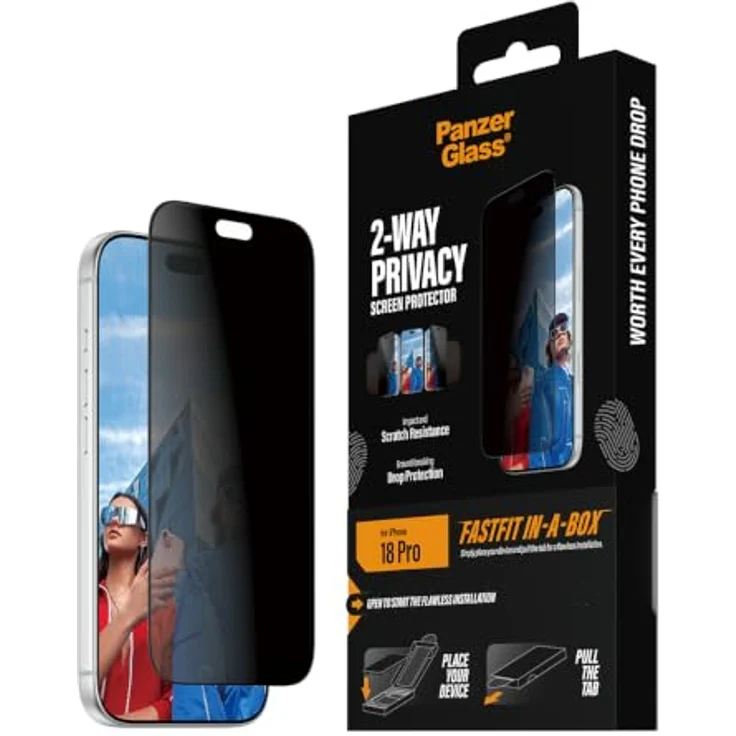 PanzerGlass 2-Way Privacy Screen Protector für Apple iPhone 18 Pro, Ultra-Wide Fit mit FASTFIT IN-A-BOX, Displayschutzfolie – Bild 7