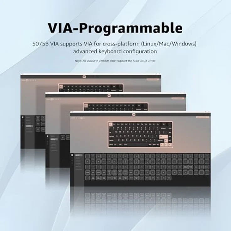 Akko 5075B ISO Barebone-Tastatur-Kit, mechanische Gaming-Tastatur mit 2,4 GHz/Bluetooth 5.0, VIA-programmierbar, Hot-Swap-fähig, 4500-mAh-Akku, RGB-Hintergrundbeleuchtung, Weiß – Bild 5