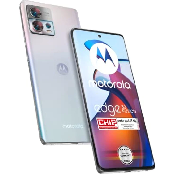 Motorola edge30 fusion Smartphone (6,55"-FHD+-Display, 50-MP-Kamera, 8/128 GB, 4400 mAh, Android 12), Aurora White, inkl. Schutzcover + KFZ-Adapter  - Preisvergleich – Bild 1