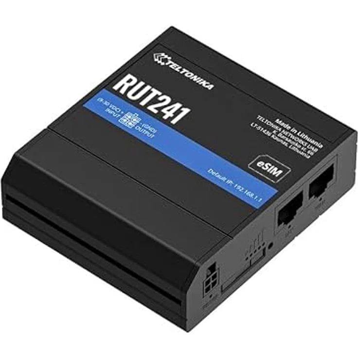 Teltonika RUT241 eSIM, 4G Industrial Router mit VPN-Unterstützung, Schwarz – Bild 1