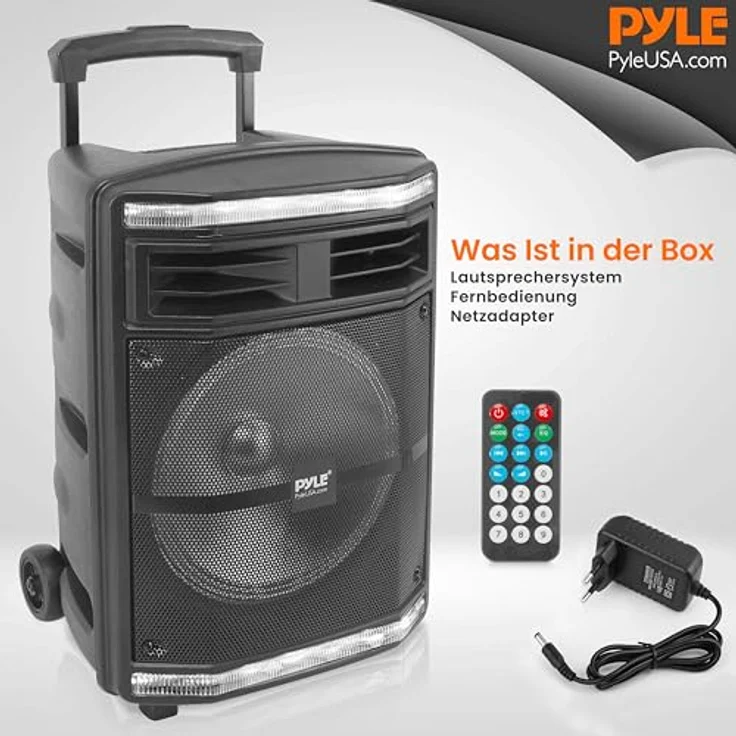 Pyle PPHP1044B Partybox, Bluetooth Lautsprecher mit 600W Leistung, 10" Subwoofer, tragbar, wiederaufladbarer Akku – Bild 8