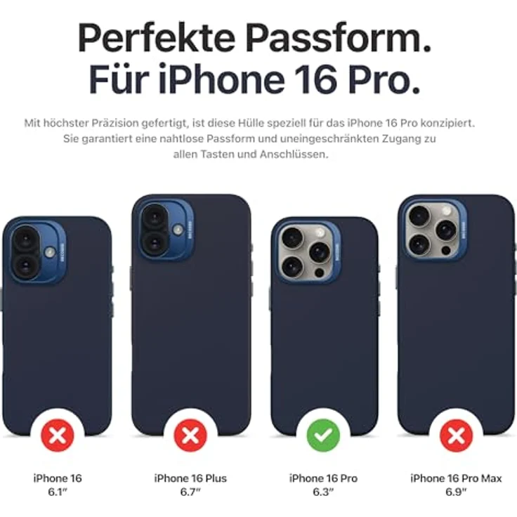 DECODED AntiMicrobial Silicone Backcover für iPhone 16 Pro, schützende Silikonhülle mit MagSafe-Kompatibilität und erhöhter Bildschirmkante, schwarz – Bild 3