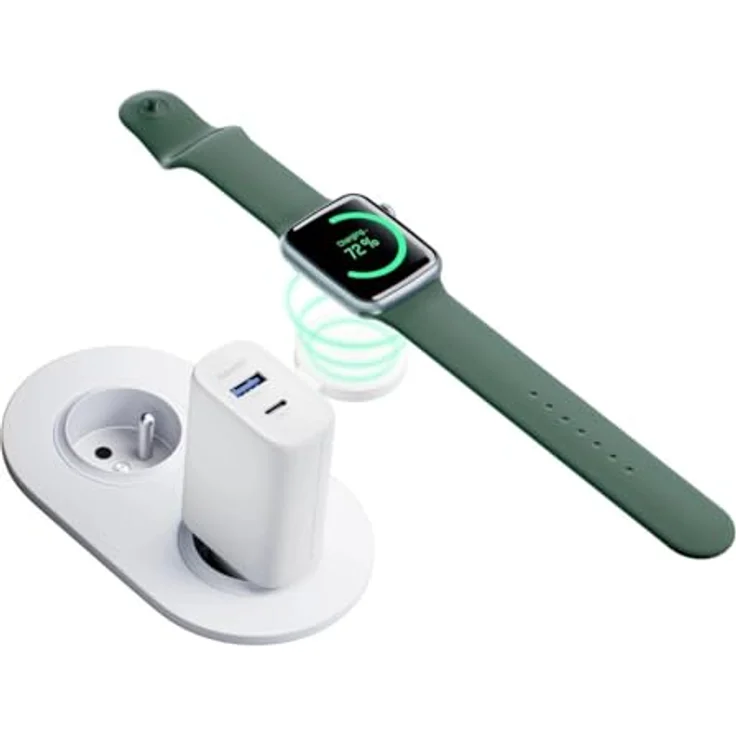 3mk Hardy PD 33W, 2-in-1 Cargador, Multiport-Wandladegerät in Weiß mit kabelloser Ladefunktion für Apple Watch und USB-Anschlüssen – Bild 4