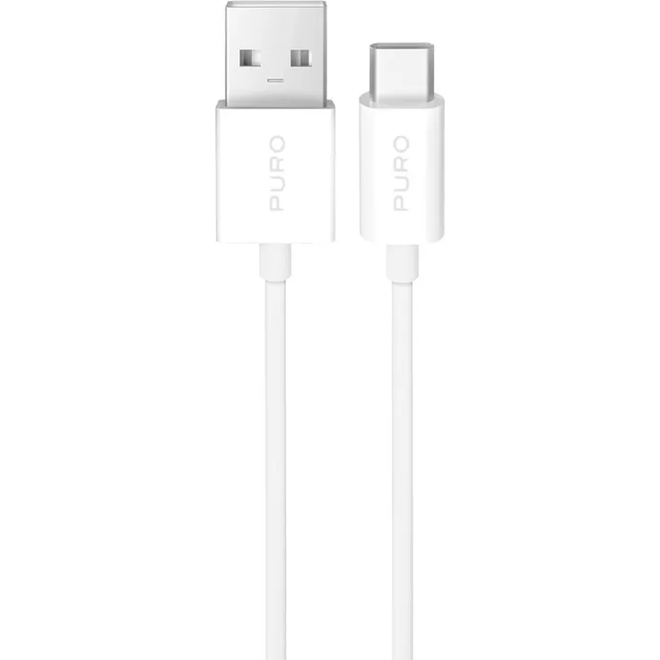 PURO TPE USB-A - USB-C Kabel, 10W, 3m, weiß, flexibel und verhedderungsfrei