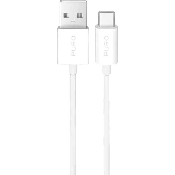 PURO TPE USB-A - USB-C Kabel, 10W, 3m, weiß, flexibel und verhedderungsfrei
