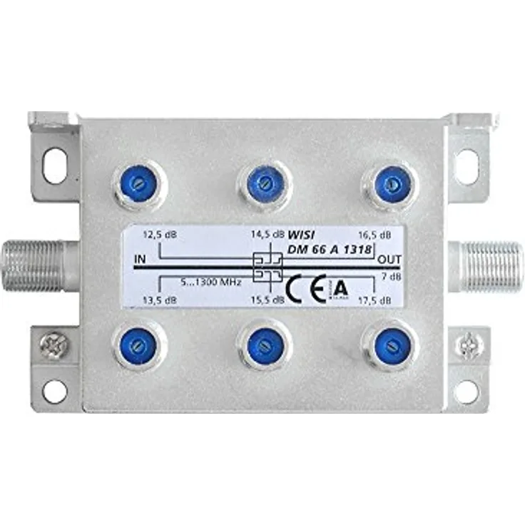 WISI 75124 "DM 66 A 1318" Abzweiger asymmetrisch, 1,3 GHz, 6-fach silber