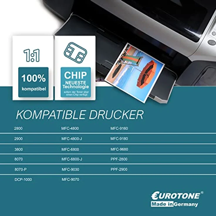 Eurotone TN8000 kompatibler Toner für Brother Fax 8070 P, Schwarz, 2.500 Seiten Reichweite – Bild 2